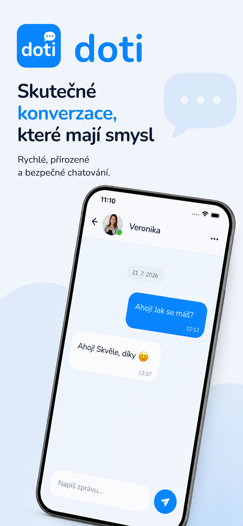 Ukázka konverzace v aplikaci Doti